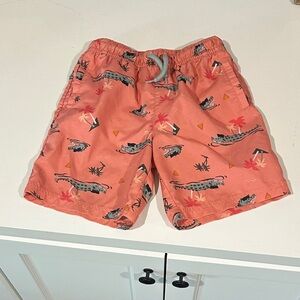 Kids Coral Alligator Print Shorts and shirt